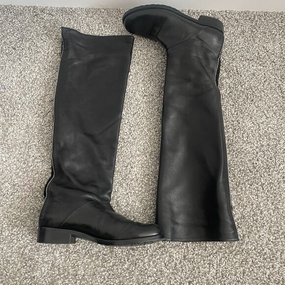 Stuart Weitzman Black Leather Micro Studded Over Knee High Boots US 6M Capsule - Picture 1 of 8